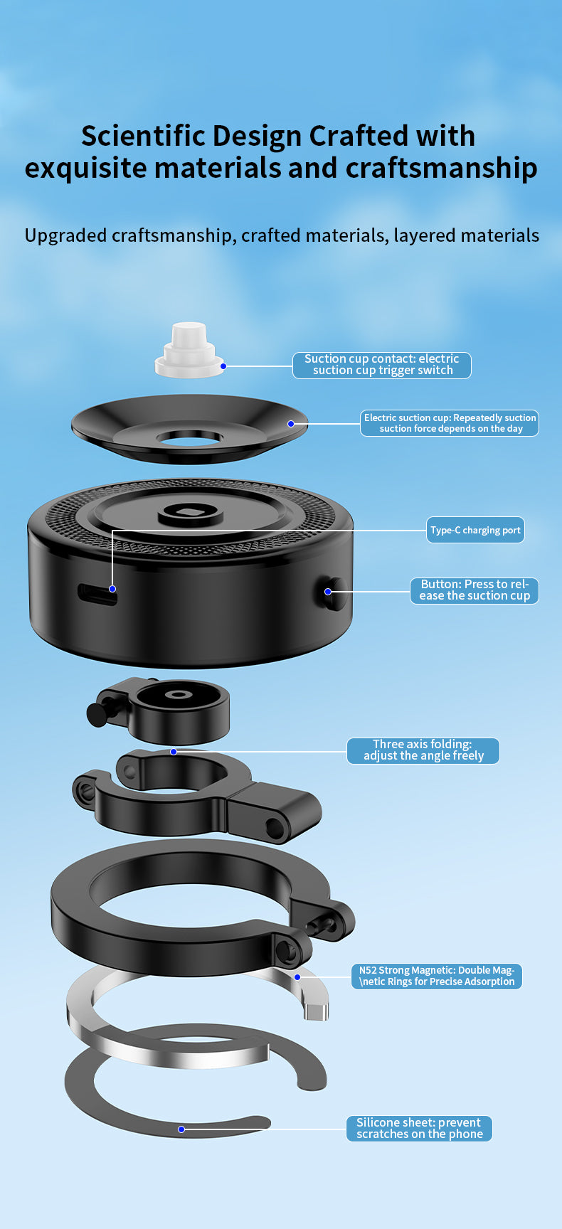 Electric Vacuum Magnetic Suction Phone Mount