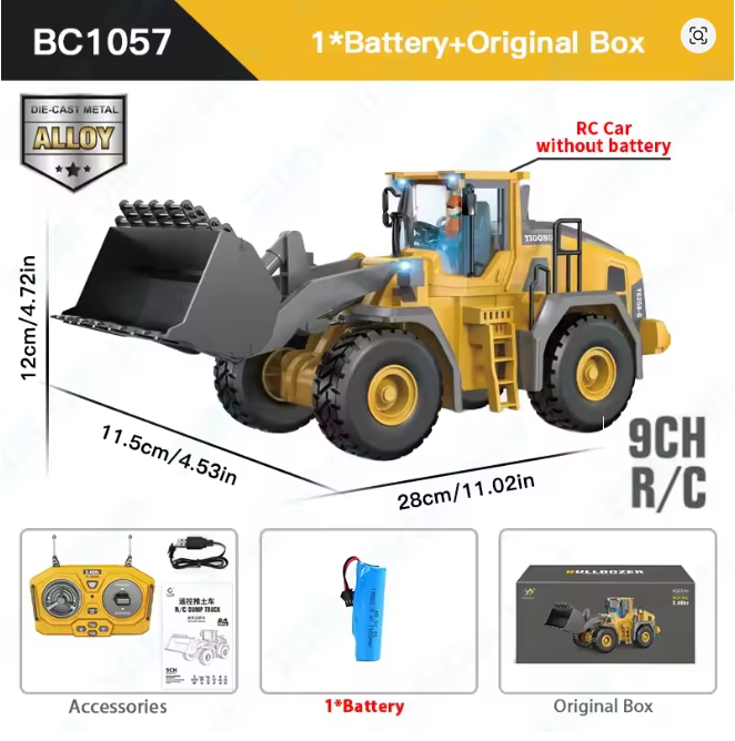 2.4G Remote Control Loader RC Model Car Toy Professional Alloy Plastic Simulation Construction Vehicle