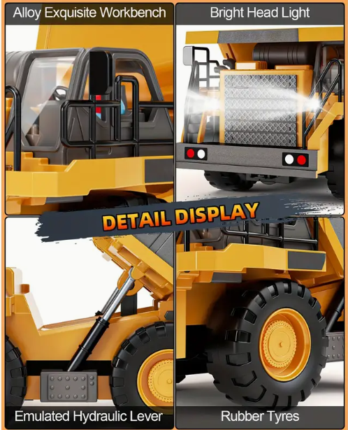 2.4G Remote Control Dump Truck RC Model Car Toy Professional Alloy Plastic Simulation Construction Vehicle