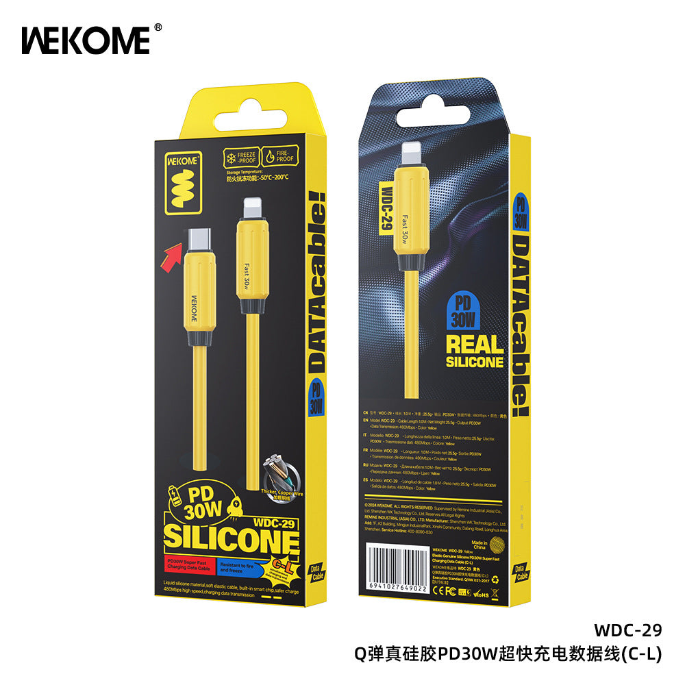 WEKOME Cable Elastic Genuine Silicone Super Fast Charging Data Cable