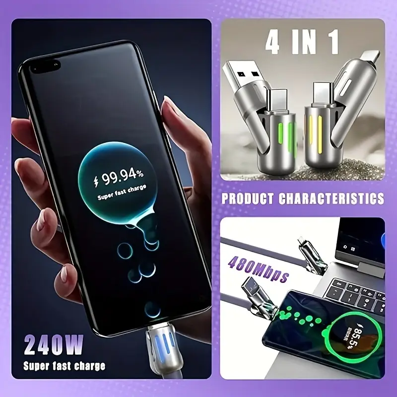 4-in-1 Multi-Function USB Charging Cable - MAX 240W