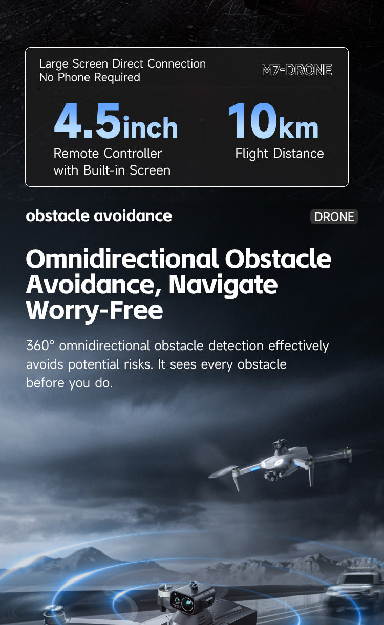 4DRC M7 Drone Brushless Motor 8K 6K 4K HD Profesional WIFI FPV Quadcopter 4.5 Inch Screen Control Obstacle Avoidance RC Drone