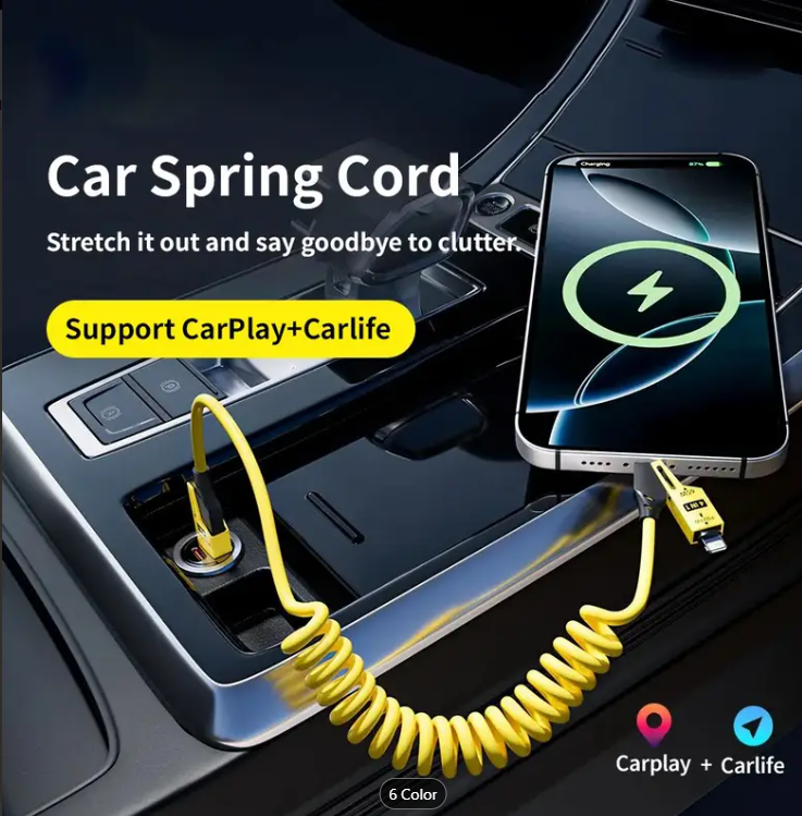65W Quick Charger Spring USB Cable 4 in 1 Spring Data Cable