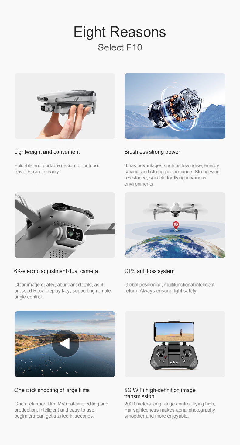 F10 Foldable GPS Drone Aerial Photography Dual Intelligent Positioning Return Home Quadcopter Professional Remote Control Aircraf