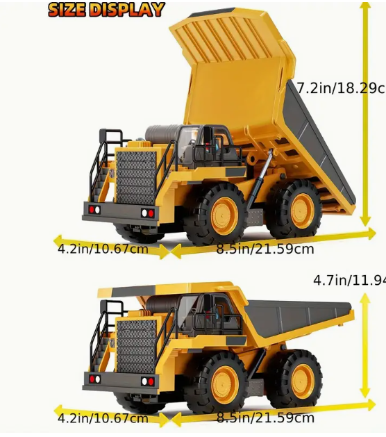 2.4G Remote Control Dump Truck RC Model Car Toy Professional Alloy Plastic Simulation Construction Vehicle