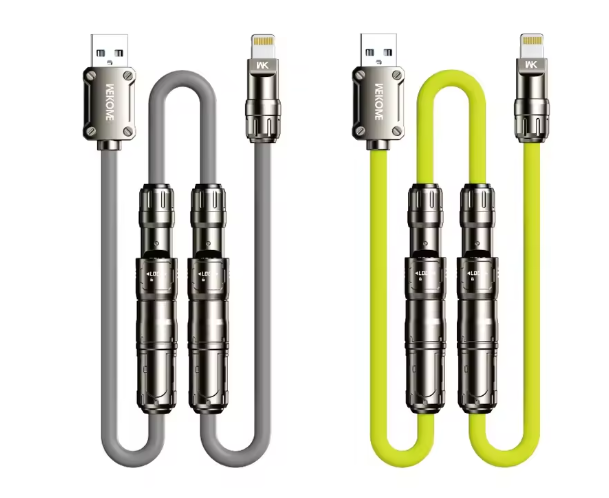 WEKOME 65W Fast Charging Data Line Universal Conversion Mecha One 3 Silicone Splicing Six-in-One Mobile Phone Charging Cable