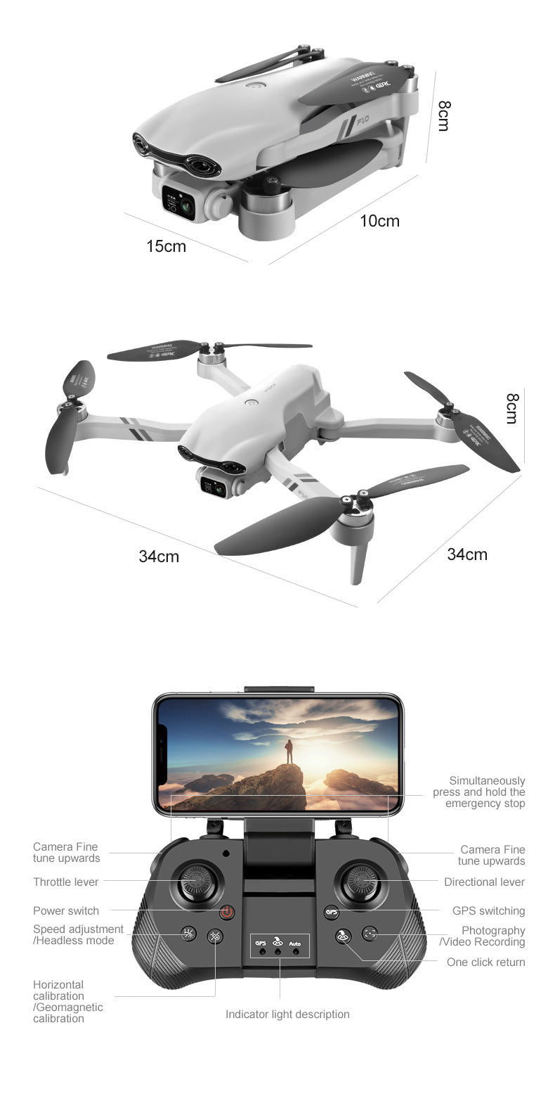 F10 Foldable GPS Drone Aerial Photography Dual Intelligent Positioning Return Home Quadcopter Professional Remote Control Aircraf