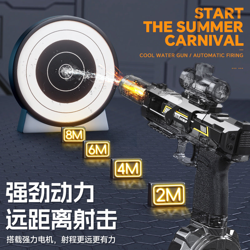 Electric Water Gun Self-Charging Flashlight High Pressure Long Range Toy Bath Toy from Mainland China Continuous Firing Feature