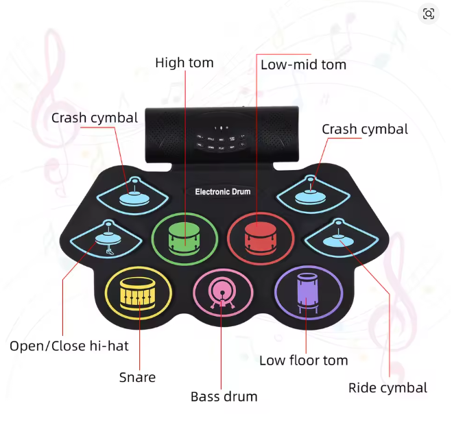Cross-border Hand-roll Drum Kit, Portable Jazz Drum, Support Bluetooth APP