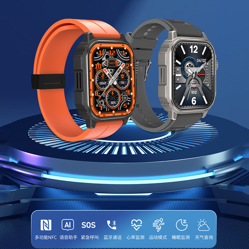 Fashion 2.1" Outdoor Sports Fitness Heart Rate Health Smart Watches Compass Blue Tooth Call NFC Music Waterproof Smartwatch
