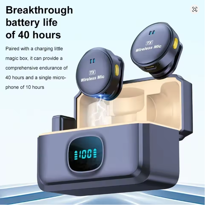 Wireless Magnetic Button Collar Microphone Noice reduction Mic 40H Battery Lavalier Mic
