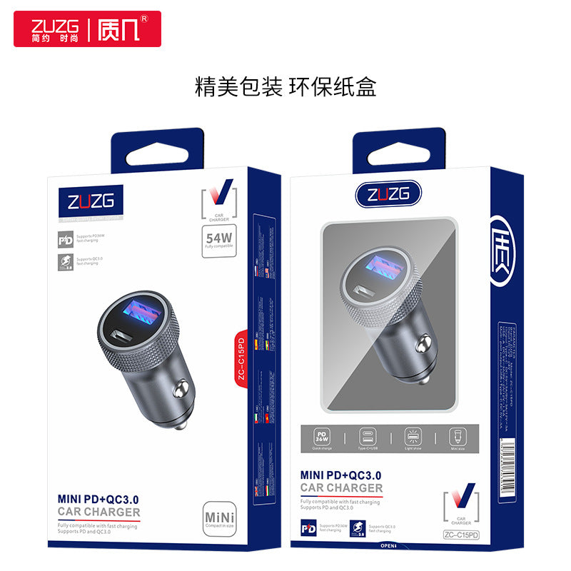 LED Car Charger Type C Fast USB Charger for iPhone 16 17 Car Charging Quick 3.0 Charge Smart Phone PD Charger