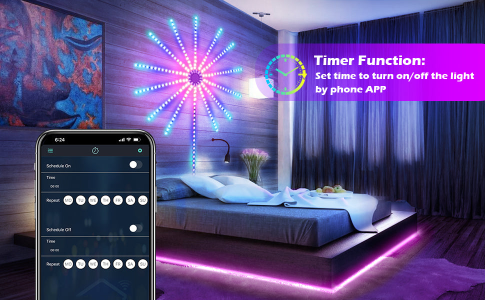 Smart Firework LED Lights, Music Sync LED Lights App and Remote Control Christmas Lights Indoor for Room Decor