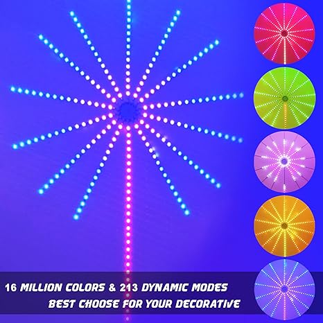 Smart Firework LED Lights, Music Sync LED Lights App and Remote Control Christmas Lights Indoor for Room Decor