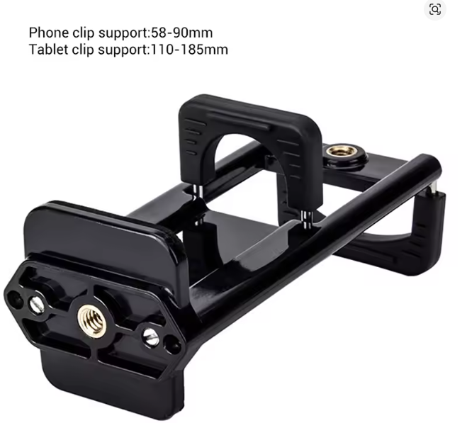 2 In 1 Universal Tablet Phone 1/4" Tripod Mount Clamp Holder Bracket Selfie Clip Stand