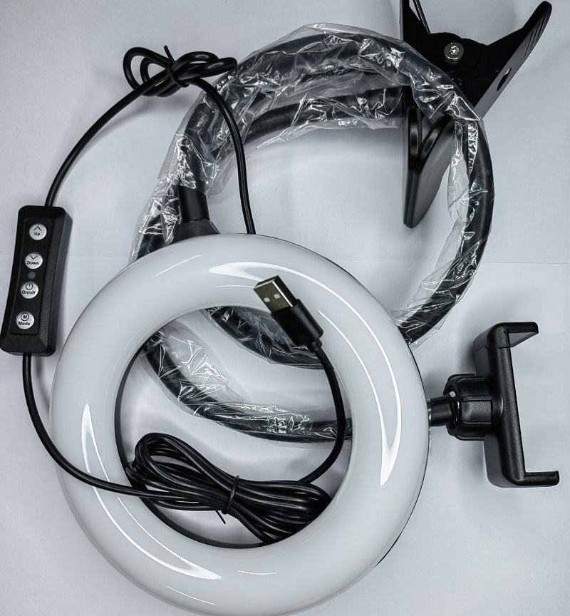 Adjustable LED Selfie Light with Phone Holder, Dual-Color Ring Light for Live Streaming and Beauty