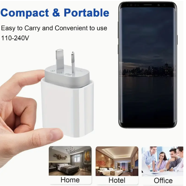 45W GaN Fast Charger, 2-Port Wall Plug with Fast Charging QC3.0, USB-C Power Adapter