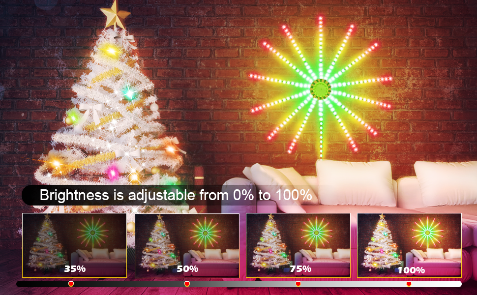Smart Firework LED Lights, Music Sync LED Lights App and Remote Control Christmas Lights Indoor for Room Decor