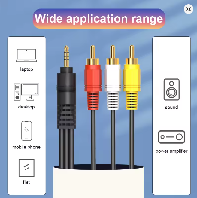 3.5mm Jack To 3 RCA Male Audio Video AV Cable AUX Stereo Cord 3RCA Standard Converter Wire for Speaker TV Box CD DVD Player
