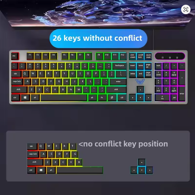 AULA Wolf Spider T630 Wired Gaming Esports Glowing Keyboard Mouse Set