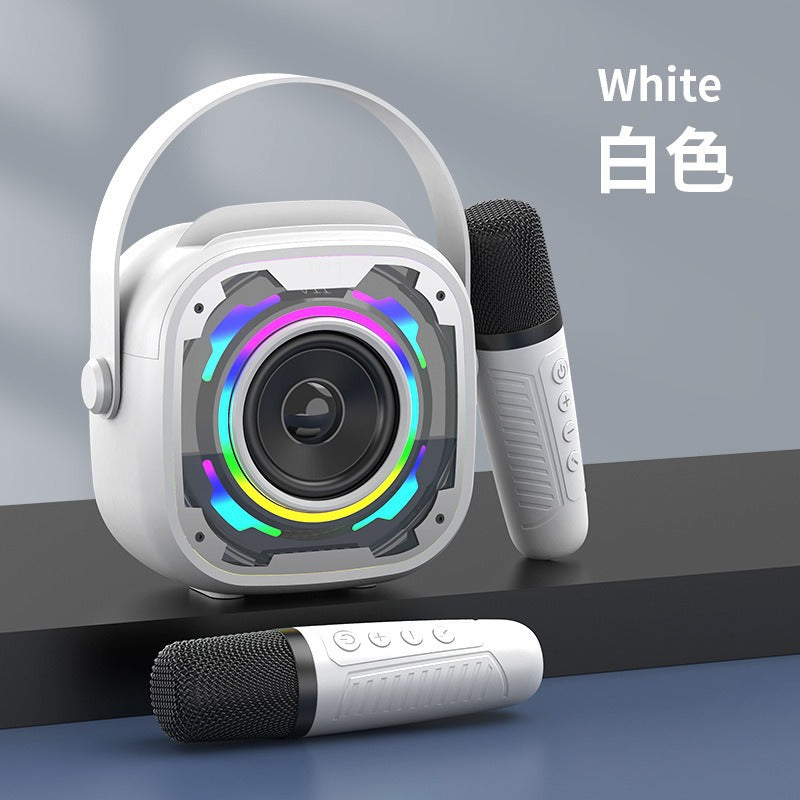 Karaoke Machine Portable Microphone and Speaker Handheld Singing Devices with Handle and RGB Lights Music Amplifier for Home