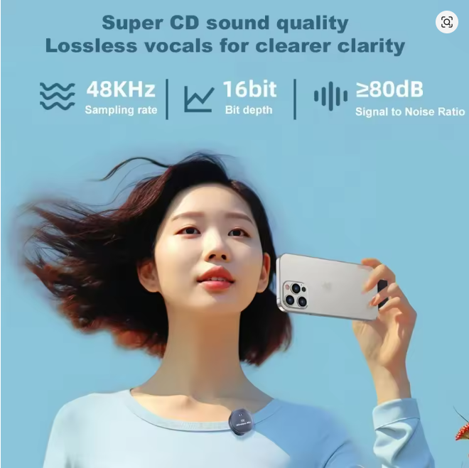 Wireless Magnetic Button Collar Microphone Noice reduction Mic 40H Battery Lavalier Mic