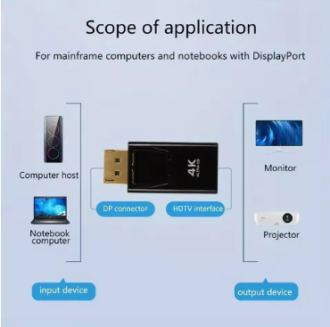 4K DP DisplayPort to HDMI-compatible Adapter Converter Display Port DP to HDMI-compatible HDTV Adapter Video Audio Laptop PC
