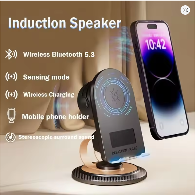 Induction Speaker Phone Holder Multi-functional Wireless Induction Audio Phone Holder