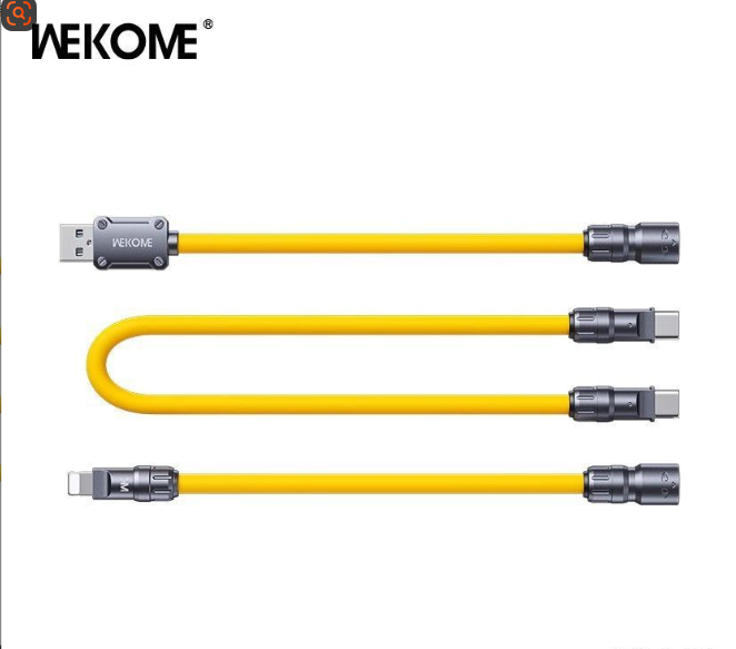 WEKOME 65W Fast Charging Data Line Universal Conversion Mecha One 3 Silicone Splicing Six-in-One Mobile Phone Charging Cable