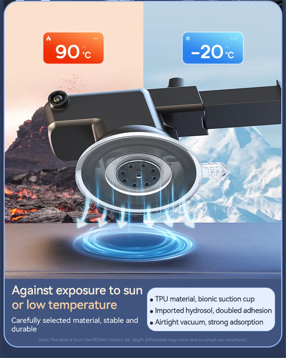REMAX Smart Wireless Charging Electric Car Holder For 4-7" Mobile Phones 15W Max Fast Charge