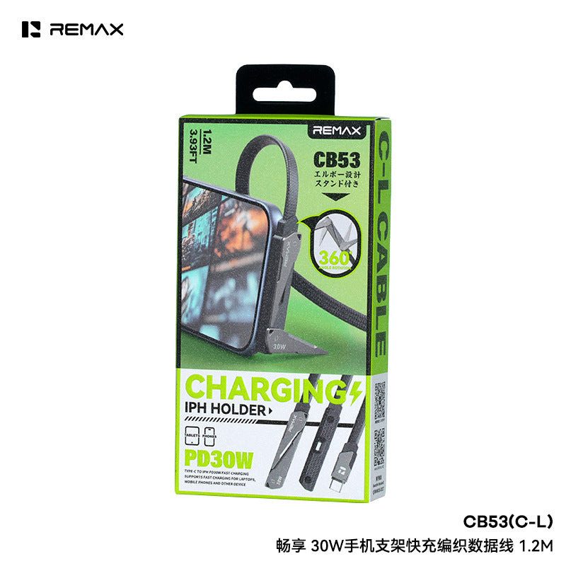 90°Elbow Foldable Phone Holder USB C Cable 240W Type C /Lightning Fast Charging Cable