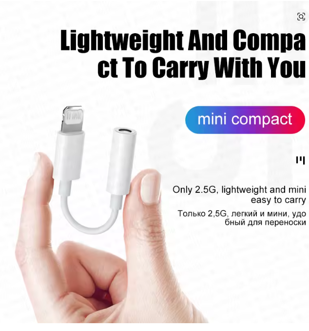 Apple Headset Adapter Cable 3.5 to Lightning Mobile Phone Adapter