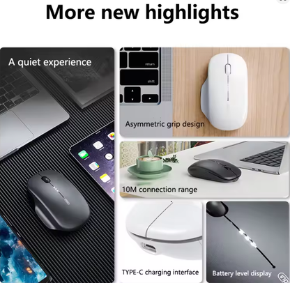 Inphic M1 Second-generation 2.4G Wireless Mouse Type-C Rechargeable Silent Office Mouse Ergonomics Battery Level Display