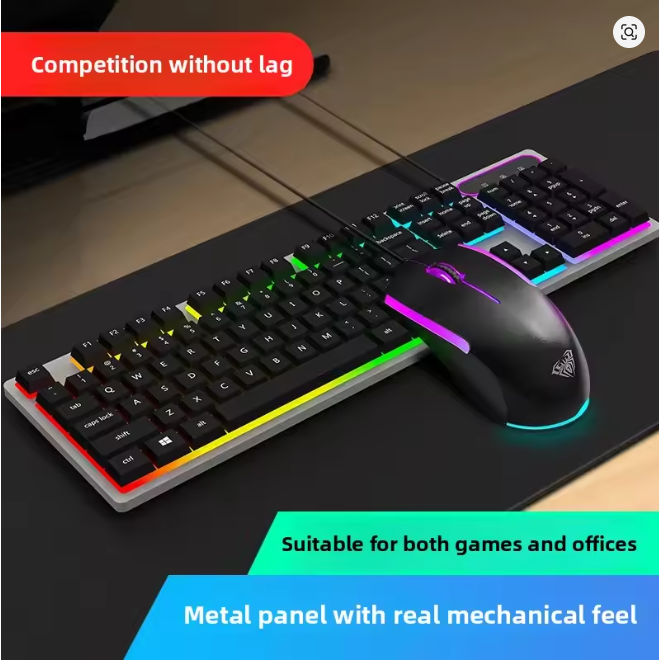 AULA Wolf Spider T630 Wired Gaming Esports Glowing Keyboard Mouse Set