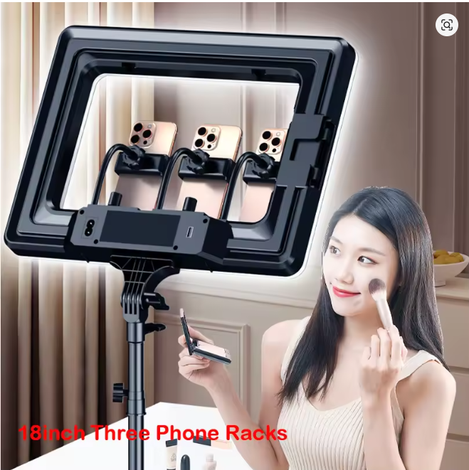 18 inch Ring Light with Tripod Stand Dimmable 64W 2000-7500K Photo Studio Light for Vlog Video Shooting Makeup Selfie Ring Light