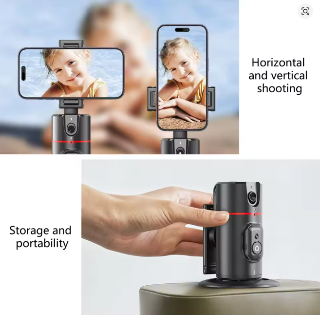 360° Auto Face Tracking Gimbal Detachable Phone Clip Gesture Control with Wireless Remote Compatible with Smartphones