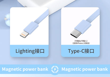 Magnetic Power Bank with Self-Contained Cable Super Fast Charging Portable Magsafe Design for Mobile Phones