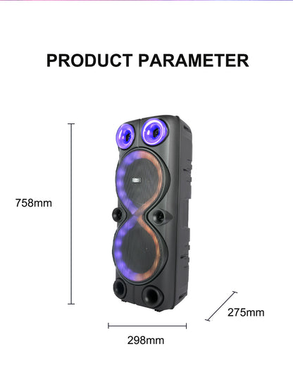 ZQS8238 Dual 8-inch Wireless Karaoke Smart Bluetooth Speaker Subwoofer Dual Wireless Mai Family Party RGB Speaker