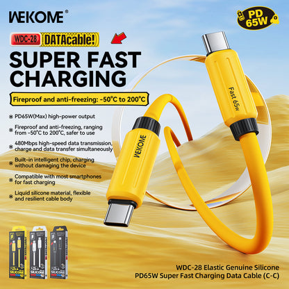 WEKOME Cable Elastic Genuine Silicone Super Fast Charging Data Cable Type C 1M