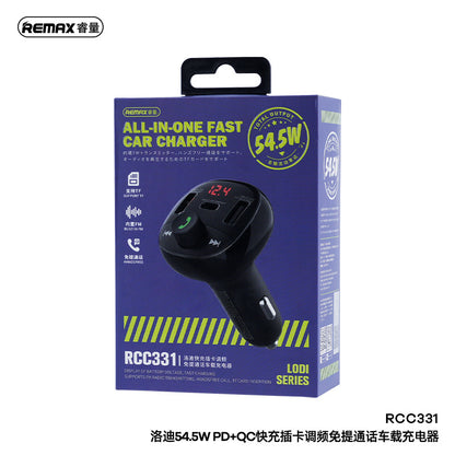 REMAX Multifunctional Car Charger FM Radio 54.5W High Power 2A1C Output Hands-free Call TF Card Fast Charging