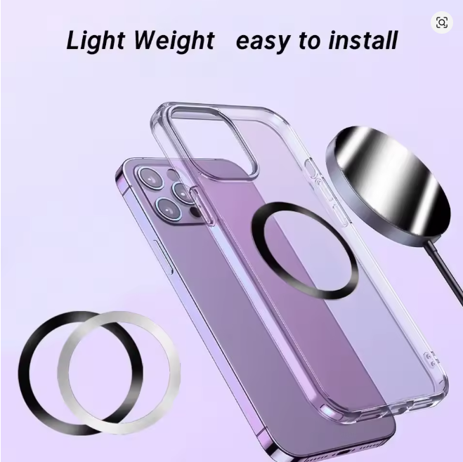 Stainless Steel Universal Magnetic Metal Plate Ring For Magsafe Wireless Charger Iron Sheet Sticker Magnet Car Phone Holder