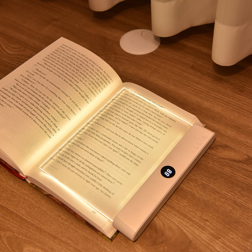 Acrylic Flat Book Night Light,Wear-Resistant Lens USB Charging Reading Lamp for Bedroom