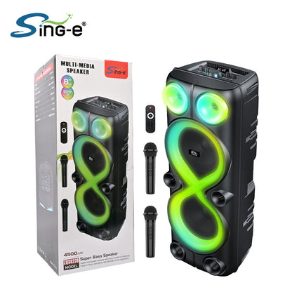 ZQS8238 Dual 8-inch Wireless Karaoke Smart Bluetooth Speaker Subwoofer Dual Wireless Mai Family Party RGB Speaker