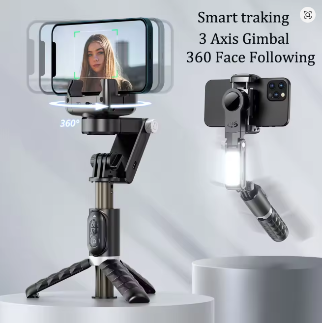 Smart Handheld Gimbal 360 Rotation Face Following shooting Smartphone Stabilizer Tripod Gimbal