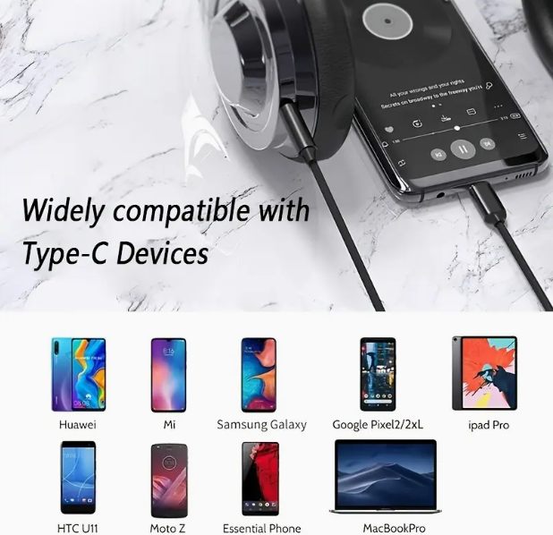 Type-C Car AUX Audio Cable to 3.5mm