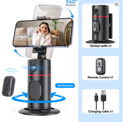 360° Auto Face Tracking Gimbal Detachable Phone Clip Gesture Control with Wireless Remote Compatible with Smartphones