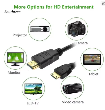 Mini HDMI To HDMI Cable 1M4K HD 1080P 3D HDMI Adapter For Pc/Projector/Camera/Tv/Monitor/Dvd