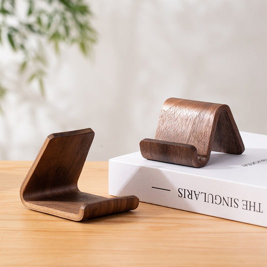 Multifunctional Solid Wood Phone Holder Front Desk Business Card Display Rack Creative Home Office Desktop Decoration