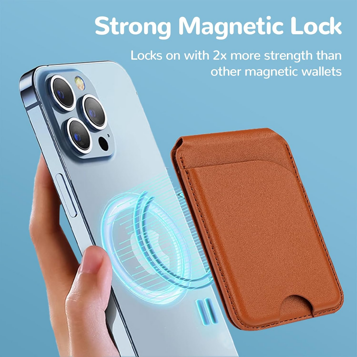 2 in 1 Magnetic MagSafe Wallet Stand, Leather Magnetic Adjustable Card Holder