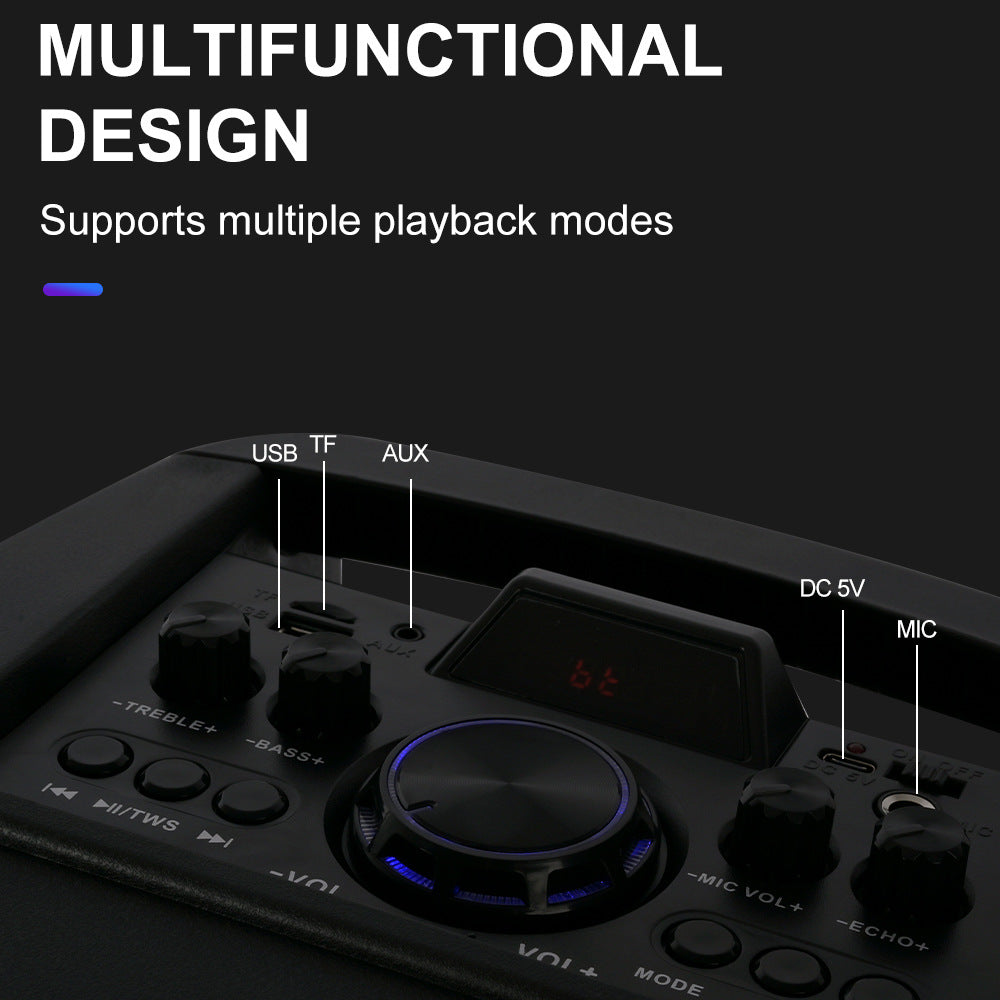 ZQS8238 Dual 8-inch Wireless Karaoke Smart Bluetooth Speaker Subwoofer Dual Wireless Mai Family Party RGB Speaker